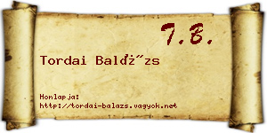 Tordai Balázs névjegykártya